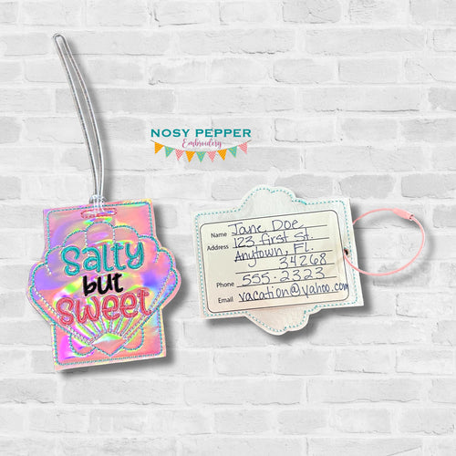 Salty But Sweet luggage tag machine embroidery design DIGITAL DOWNLOAD