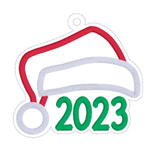 Load image into Gallery viewer, 2023 Santa applique ornament/bookmark/bag tag machine embroidery file DIGITAL DOWNLOAD