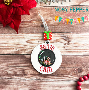 Santa Cam applique shaker ornament/bag tag/bookmark machine embroidery design DIGITAL DOWNLOAD