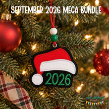 Load image into Gallery viewer, Santa 2026 applique ornament machine embroidery design DIGITAL DOWNLOAD