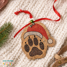 Load image into Gallery viewer, Santa Paws ornament machine embroidery design DIGITAL DOWNLOAD