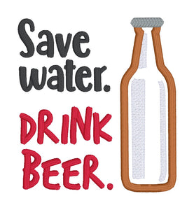 Save Water Applique machine embroidery design (5 sizes included) DIGITAL DOWNLOAD