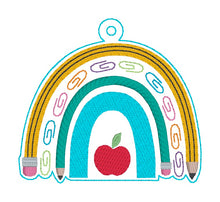Load image into Gallery viewer, School Bow Set machine embroidery file (includes embroidery design in 5 sizes, bookmark, notebook covers in 2 designs and 4 sizes, and mug rug in 2 designs and 4 sizes) DIGITAL DOWNLOAD