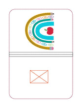 Load image into Gallery viewer, School Bow Set machine embroidery file (includes embroidery design in 5 sizes, bookmark, notebook covers in 2 designs and 4 sizes, and mug rug in 2 designs and 4 sizes) DIGITAL DOWNLOAD