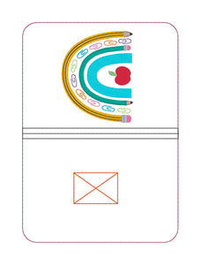 School Bow Set machine embroidery file (includes embroidery design in 5 sizes, bookmark, notebook covers in 2 designs and 4 sizes, and mug rug in 2 designs and 4 sizes) DIGITAL DOWNLOAD
