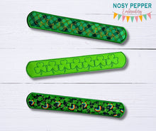 Load image into Gallery viewer, Shamrock slap bracelet machine embroidery file 6x10 hoop (single and multi files, and fabric and vinyl styles included) DIGITAL DOWNLOAD
