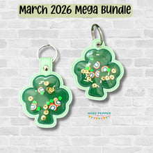 Load image into Gallery viewer, Shamrock applique shaker snap tab and eyelet fob set (single and multi files included) machine embroidery design DIGITAL DOWNLOAD