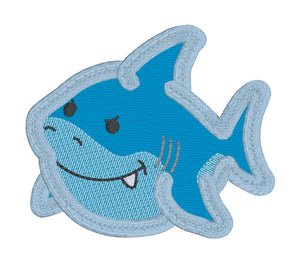 Shark patch machine embroidery design (2 sizes included) DIGITAL DOWNLOAD