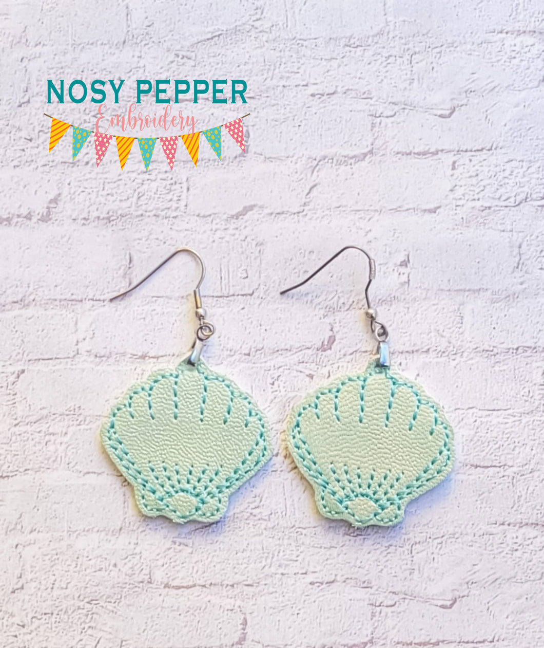 Shell ITH earrings machine embroidery design DIGITAL DOWNLOAD