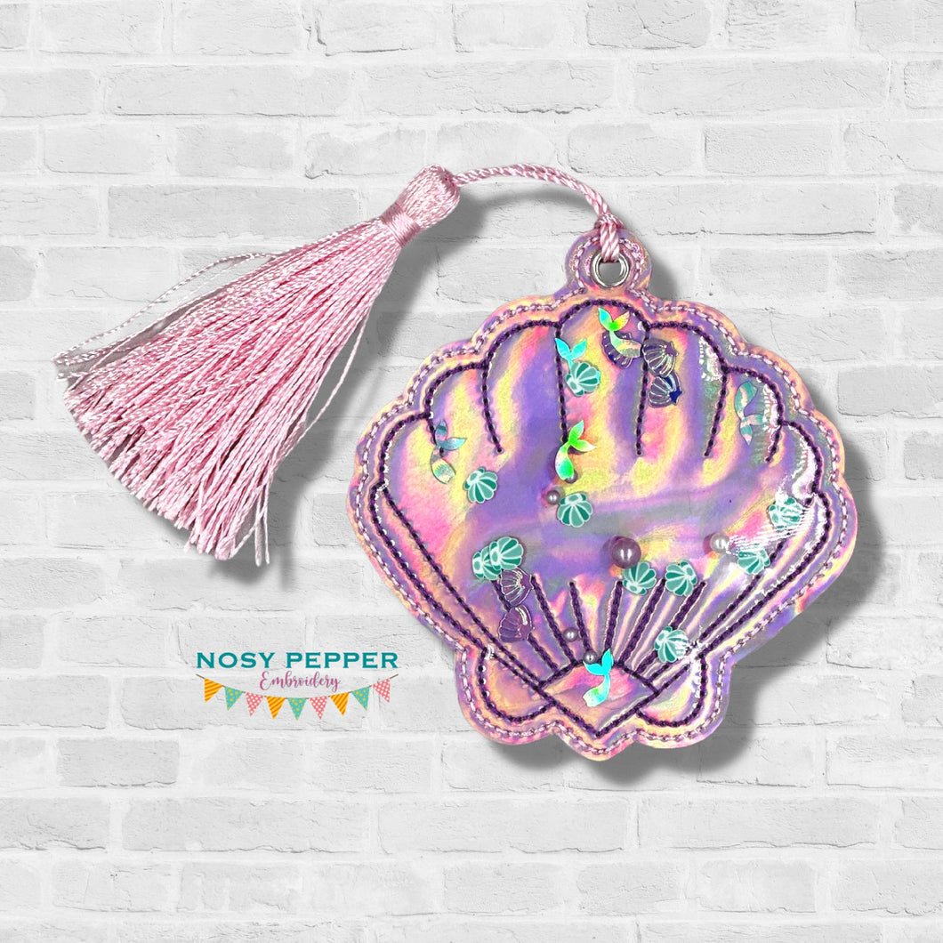 Shell shaker bookmark/bag tag/ornament machine embroidery file DIGITAL DOWNLOAD