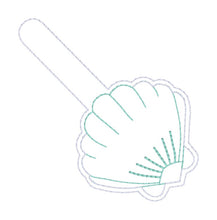 Load image into Gallery viewer, Shell Shaker snap tab and eyelet fob machine embroidery file (single and multi files included) DIGITAL DOWNLOAD