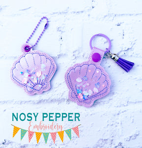 Shell Shaker snap tab and eyelet fob machine embroidery file (single and multi files included) DIGITAL DOWNLOAD