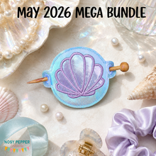 Load image into Gallery viewer, Shell applique Bun cover machine embroidery design DIGITAL DOWNLOAD