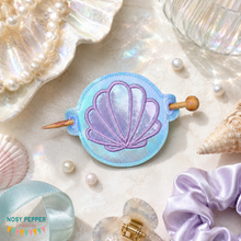 Load image into Gallery viewer, Shell applique Bun cover machine embroidery design DIGITAL DOWNLOAD