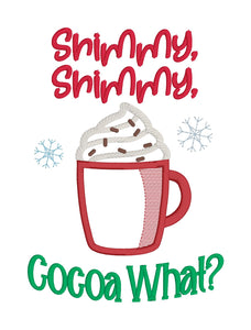 Shimmy Shimmy Cocoa applique machine embroidery design (4 sizes included) DIGITAL DOWNLOAD