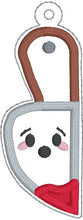 Load image into Gallery viewer, Shocked Knife applique snap tab and eyelet fob (single and multi files included) machine embroidery file