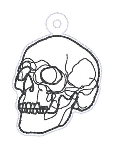 Simple Skull snap tab and eyelet fob machine embroidery file (single and multi files included) DIGITAL DOWNLOAD