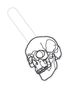 Simple Skull snap tab and eyelet fob machine embroidery file (single and multi files included) DIGITAL DOWNLOAD