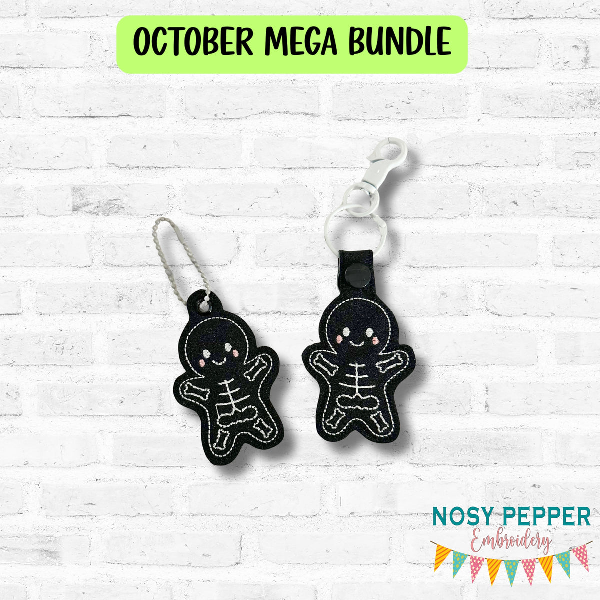 Skeleton Gingerbread snap tab and eyelet fob set (single and multi fil ...