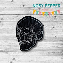 Load image into Gallery viewer, Skull ITH Mug rug envelope machine embroidery design (4 sizes included) DIGITAL DOWNLOAD