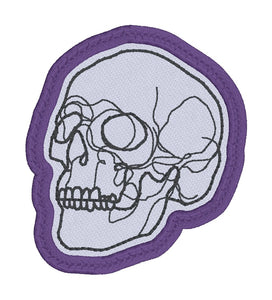 Skull Line patch machine embroidery design (2 sizes included) DIGITAL DOWNLOAD