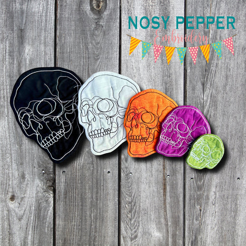 Skull ITH Mug rug envelope machine embroidery design (4 sizes included) DIGITAL DOWNLOAD