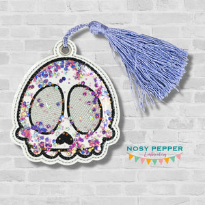 Cute Skull shaker bookmark/ornament/bag tag machine embroidery design DIGITAL DOWNLOAD