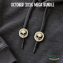 Load image into Gallery viewer, Skull hoodie charms --2026 Spooky Mystery Bundle-- machine embroidery design DIGITAL DOWNLOAD