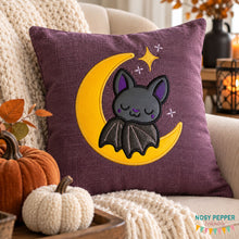 Load image into Gallery viewer, Sleepy Bat applique machine embroidery design (4 sizes included) DIGITAL DOWNLOAD