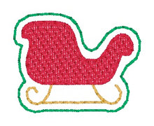 Load image into Gallery viewer, Sleigh Mini feltie embroidery file (single and multi files included) DIGITAL DOWNLOAD
