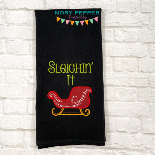 Sleighin It Sketchy machine embroidery design (4 sizes included) DIGITAL DOWNLOAD