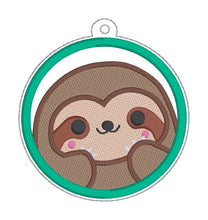 Load image into Gallery viewer, Sloth Circle applique bookmark/ornament/bag tag machine JUNE 2024 MYSTERY BUNDLE embroidery design DIGITAL DOWNLOAD