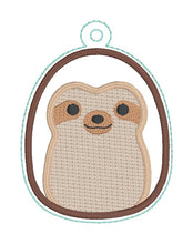 Load image into Gallery viewer, Sloth Squishy snap tab and eyelet fob machine embroidery file (single and multi files included) DIGITAL DOWNLOAD