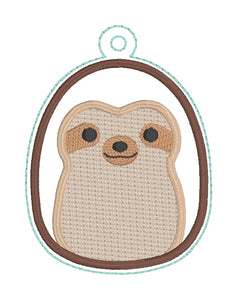 Sloth Squishy snap tab and eyelet fob machine embroidery file (single and multi files included) DIGITAL DOWNLOAD