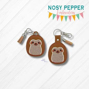 Sloth Squishy snap tab and eyelet fob machine embroidery file (single and multi files included) DIGITAL DOWNLOAD