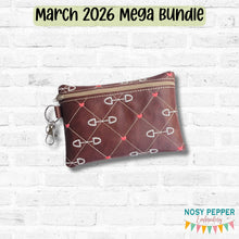 Load image into Gallery viewer, Snaffle Quilted ITH Bag (5 sizes available) --MAR 26 MB--machine embroidery design DIGITAL DOWNLOAD