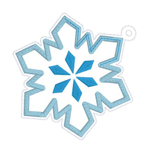 Load image into Gallery viewer, Snowflake applique shaker ornament/bookmark/bag tag machine embroidery file DIGITAL DOWNLOAD