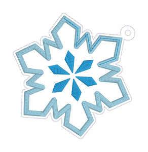 Snowflake applique shaker ornament/bookmark/bag tag machine embroidery file DIGITAL DOWNLOAD