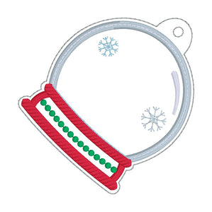 Snow Globe applique shaker ornament/bookmark/bag tag machine embroidery file DIGITAL DOWNLOAD