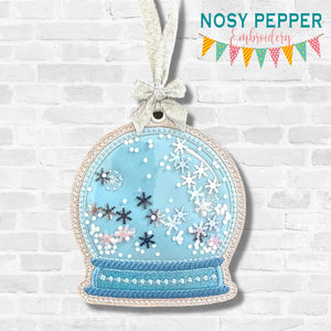 Snow Globe shaker ornament/bookmark/bag tag machine embroidery file DIGITAL DOWNLOAD