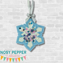 Load image into Gallery viewer, Snowflake applique shaker ornament/bookmark/bag tag machine embroidery file DIGITAL DOWNLOAD
