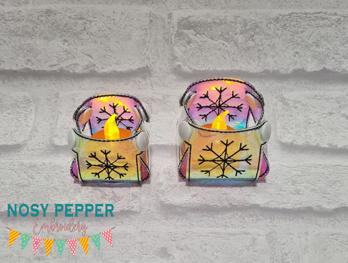 Snowflake Tea Light Holder machine embroidery file (includes 2 sizes) DIGITAL DOWNLOAD
