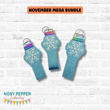 Load image into Gallery viewer, Large Snowflake fob set machine embroidery file (3 sizes, single and multi files included) DIGITAL DOWNLOAD