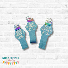 Load image into Gallery viewer, Large Snowflake fob set machine embroidery file (3 sizes, single and multi files included) DIGITAL DOWNLOAD