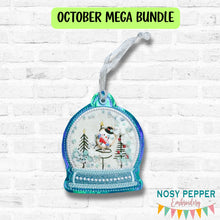 Load image into Gallery viewer, Snow Globe Trees appliqué shaker ornament machine embroidery design DIGITAL DOWNLOAD