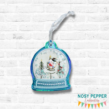 Load image into Gallery viewer, Snow Globe Trees appliqué shaker ornament machine embroidery design DIGITAL DOWNLOAD