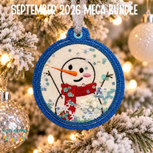 Load image into Gallery viewer, Happy Snowman applique ornament --2026 Holiday Bundle-- machine embroidery design DIGITAL DOWNLOAD