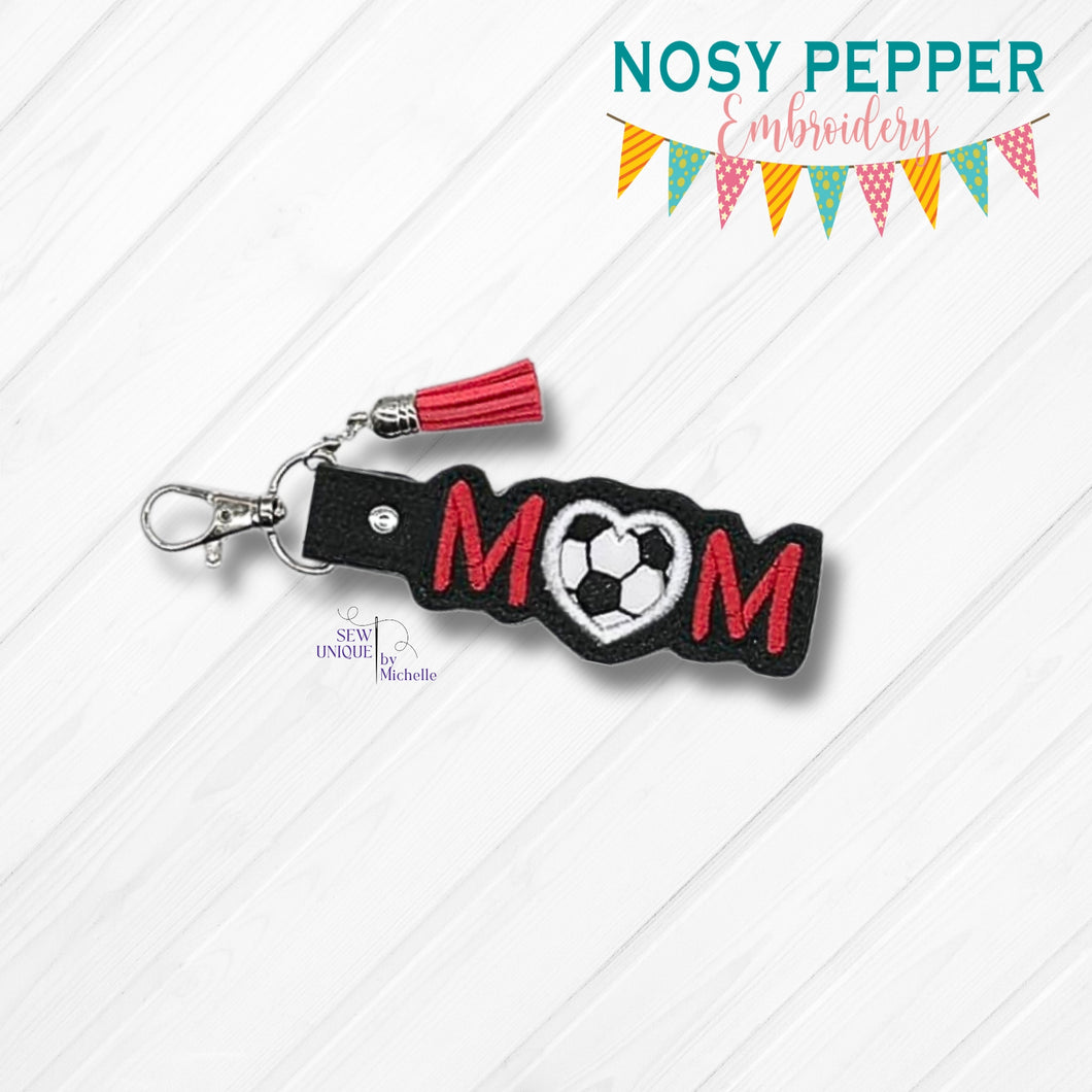 Soccer Mom Applique snap tab machine embroidery file (single & multi file included) DIGITAL DOWNLOAD