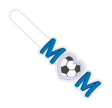 Load image into Gallery viewer, Soccer Mom Applique snap tab machine embroidery file (single &amp; multi file included) DIGITAL DOWNLOAD
