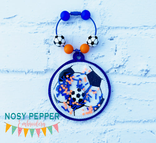 Soccer Applique Shaker bookmark/bag tag/ornament machine embroidery file DIGITAL DOWNLOAD